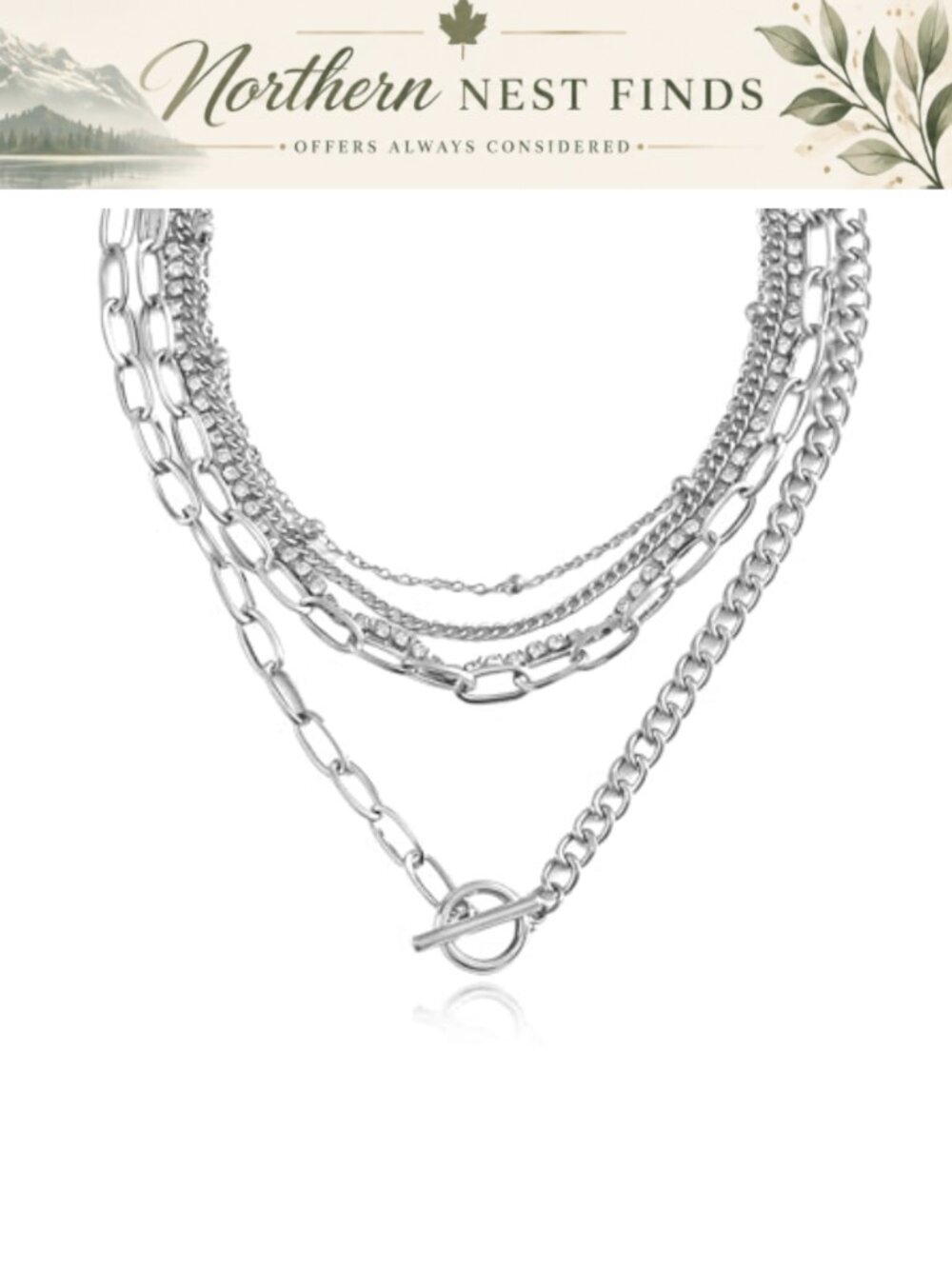 Layered Choker Necklace Set Gold Silver Plated Alloy Chunky Stackable 5 Piece